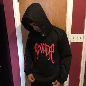 revenge hoodie black and red